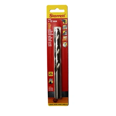 Imagen de Starrett Brocas de punta dividida, acero HSS alta velocidad, 12 x 151 mm, broca helicoidal KBAR120, para acero, hierro fundido, madera, materiales blandos,