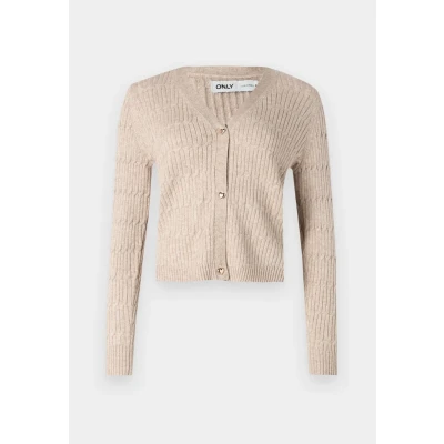 Imagen de ONLY Onlkatia Cable V NECK Chaqueta de punto, Mujer, Talla: Small, Mocha meringue melange
