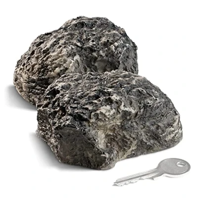 Imagen de com four® 2X Piedra Clave Medium Hill de imitación con Compartimento Secreto Roca Artificial para Geocaching Escondite Llaves Aspecto Maniquí