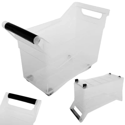 Imagen de KADAX Caja de almacenamiento con ruedas, recipiente plástico asas, transparente (14 L)
