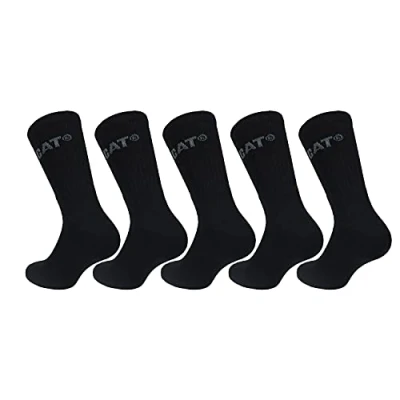 Imagen de Caterpillar Performance Socks 5 Pares Calcetines Hombre, Algodón, Puntera Talón Reforzados (Negro, 47 50)