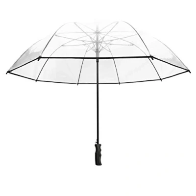 Imagen de SMATI Paraguas de golf grande transparente Sólido; Diámetro= 124cm; Apertura automática; Para hombre/mujer; 2 personas; Color del borde negro.
