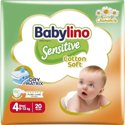 Imagen de Babylino Sensitive Cotton Soft, Pañales Bebé Talla 4, Maxi (8 13 kg), 20 unidades