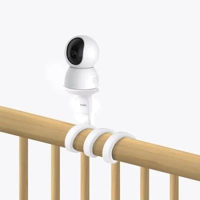Imagen de KAWA soporte para vigilabebés, universal vigilabebés cuna, flexible compatible con todas las cámaras bebés de tres orificios 1/4, sin herramientas n