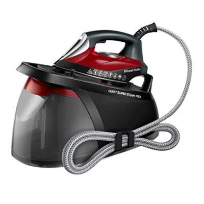 Imagen de Russell Hobbs Centro de Planchado Quiet Super Steam Pro 2750 W, Suela Cerámica, Tecnología One Temperature, Presión 8 Bares, Depósito 1,8L, Antical, Vapor Generado 315 g, Negro y Rojo 24460 56