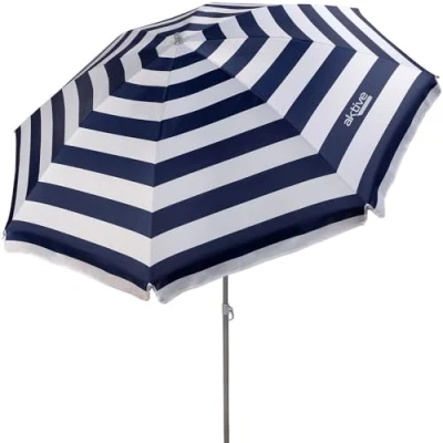 Imagen de Aktive 62223 Sombrilla de playa, Ø180 cm, con protección UV filtro 50, mástil Ø22 25 mm, incluye bolsa para transportarla, playa plegable, estampado a rayas marineras, Beach,
