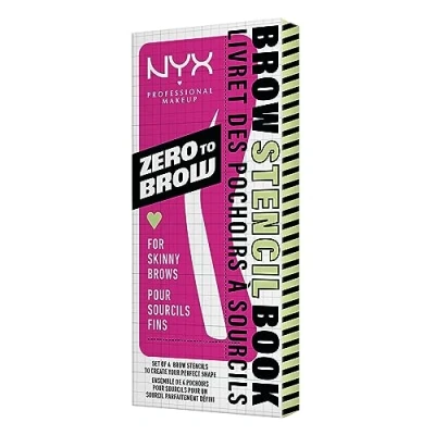 Imagen de NYX Professional Makeup Plantillas Para cejas gruesas y definidas, un efecto personalizado, Paquete de 4: Redondeadas, Rectas, Curvas Largas, Zero to Brow