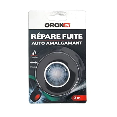Imagen de OROK cinta adhesiva aislante, industrial, antifugas de agua, 3 m x 25 mm, amalgamante negro, 100% impermeable, obstrucción por autosoldadura la cinta, NC