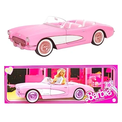 Imagen de Barbie The Movie Corvette, Signature Coche Vintage de colección la película muñecas, vehículo Juguete colección, +3 años (Mattel HPK02)