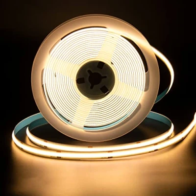 Imagen de PAUTIX Tira de LED COB blanco cálido 2700K DC24V, 2m 480LEDs/M sin soldadura CRI90 para proyecto iluminación bricolaje en el hogar (adaptador corriente no incluido)
