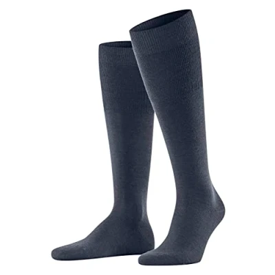 Imagen de FALKE Airport M KH lana algodón largo unicolor 1 par, Calcetines largos Hombre, Azul (Dark Blue Melange 6688), 43 44