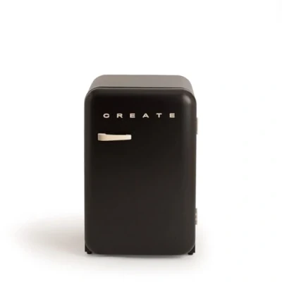 Imagen de CREATE / RETRO FRIDGE 83.5 SAND/Frigorífico negro maneta arena 98W, bajo consumo, 2 estantes, regulador temperatura, botellero, 56x54x84cm