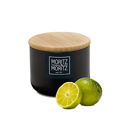 Imagen de Moritz &amp; tarros de cocina negro 400 ml Escribible bote cafe hermetico con tapa bambú tarro galletas para harina, café, muesli o utensilios baño