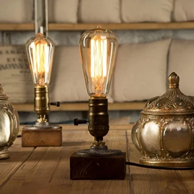 Imagen de Yuens Lámparas de mesa Vintage Loft Dimmable Lámpara madera Home Light Bar Decor