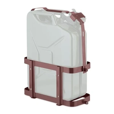 Imagen de Relaxdays Soporte Bidón Gasolina, 10/20 L, Garrafa Gasóleo Reserva, Coche y Moto, Transporte Combustible, Hierro, Marrón, 49,5 x 42 21 cm