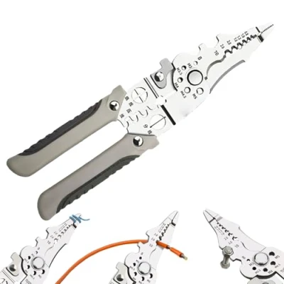 Imagen de Hanaoni Multifunctional Wire Stripper Crimper Cable Cutter Pliers, Alicate Pelacables Multifuncional, Alicates Cortadores de Cables, Herramienta Profesional Multiusos para Pelar