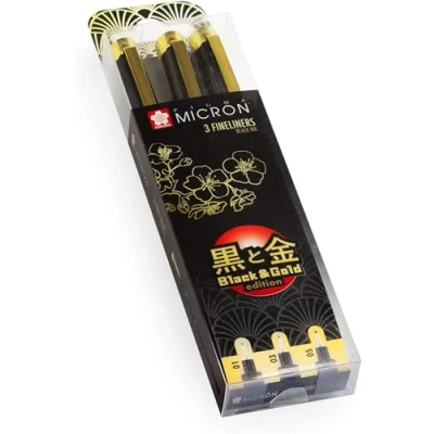 Imagen de SAKURA Pigma Micron Fineliners Set de 3 Bolígrafos punta fina (edición especial), color negro