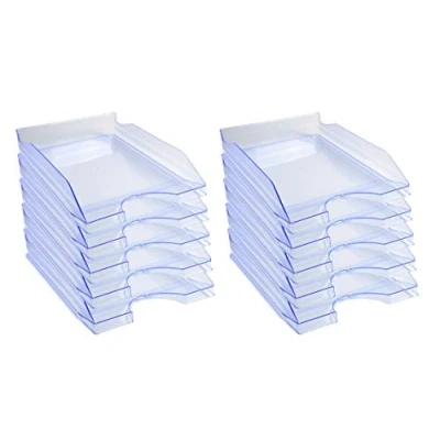 Imagen de Exacompta 12310D juego de 10 bandejas carpetas fundas ECOTRAY dimensiones 34,5x25,5x6,5 cm para documentos formato A4+ color azul hielo translúcido