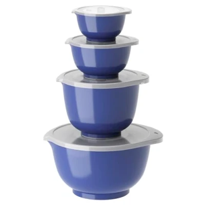 Imagen de Rosti Margrethe juego de cuencos para mezclar, 8 piezas, con 4 y tapas, plástico reciclable, 0,25 litros, 0,5 1,5 litros 3 azul eléctrico (azul)