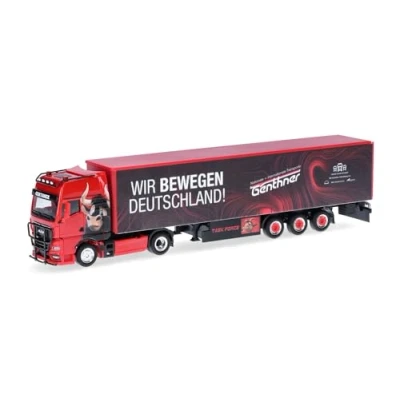 Imagen de herpa Modelo de camión Man TGX GX Remolque con Lona corredera Genthner/Wir bewegen Deutschland, Miniatura a Escala 1:87, Artículo colección, Plástico