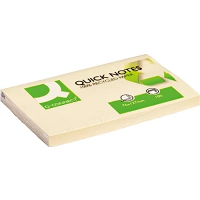 Imagen de Q Connect KF05610 Bloc de Notas adhesivas autoadhesivas (76 x 127 mm, amarillo
