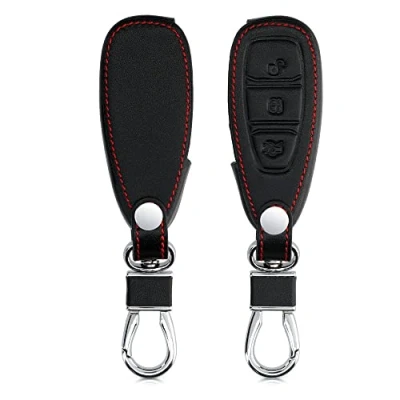 Imagen de kwmobile Carcasa Compatible con Ford Llave de Coche Keyless Go 3 Botones Funda Cuero sintético Case para Mando Control Auto Negro