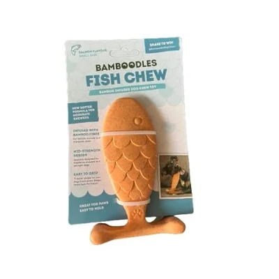 Imagen de Bamboodles Juguete masticable de salmón, para Cachorros y masticadores no agresivos (M)