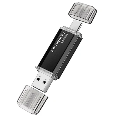 Imagen de Unidad flash USB C de 128 GB, pen Drive GB 2 en 1 OTG tipo Memory Stick 2.0 Thumb para smartphones, PC, etc. (negro)