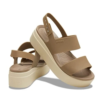 Imagen de Crocs Brooklyn Low Wedge, Sandalia Mujer, Khaki Bone, 32/33 EU