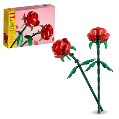 Imagen de Lego Rosas Set de Flores Artificiales Rojas Compatible con Ramos, Decoración Floral y Accesorios Dormitorio Infantil para Niñas, Niños Adolescentes 40460