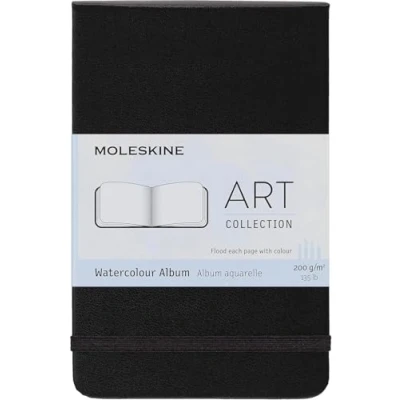 Imagen de Moleskine Art Collection, Cuaderno De Acuarelas, Bocetos, Tapa Dura y Cierre Elástico, Papel Adecuado para Acuarelas Lápices Acuarela, Color Negro, Bolsillo 9 x 14 cm, 60 Páginas