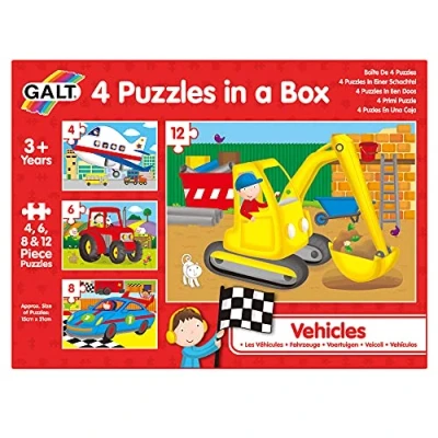 Imagen de Galt Toys, 4 Puzzles in a Box Vehicles, Jigsaw Puzzle for Kids, Ages 3 Years Plus