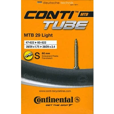 Imagen de Continental Cámara MTB 28 29 x 1.75 2.40 Light, válvula Presta (Fina), 60 mm, Unisex Adulto, Negro Negro, [47 622 &gt;60 622]