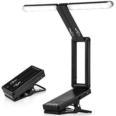Imagen de CAHAYA Luz de Libro Recargable con 2 Modos Brillo Lampara Lectura para Atril Musica Pinza 10 LED 6 Horas Uso Continuo Modelo CY0240