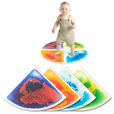 Imagen de Art3d Juego de 4 baldosas líquidas colores para fusión líquida, sensoriales, Senroy, alfombra juegos danza, niños, preescolares, adolescentes, 33 x cm, en forma abanico