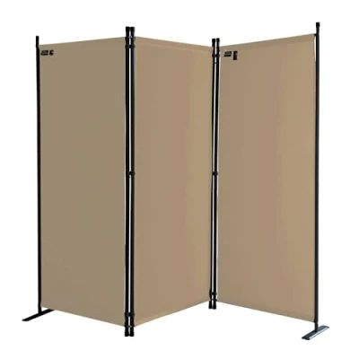 Imagen de Quick Star Paravent 170 x 165 cm Tejido Divisor de habitación Jardín 3 Partición Pared separación Plegable Balcón Pantalla privacidad Beige