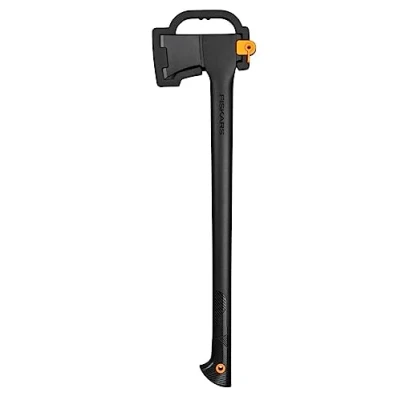 Imagen de Fiskars Hacha de talar L, Solid, con funda para transporte, Recubrimiento antiadherente, Hoja acero/Mango plástico reforzado fibra vidrio, Negro/Naranja, A18, Longitud: 65cm, 1,6 kg, 1052045