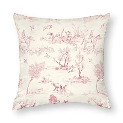 Imagen de Fundas de cojín, 1 pieza Toile Jouy Countryside Perros Árboles, Ovejas, almohada decorativas 45 x cm