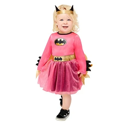 Imagen de amscan 9909326 Disfraz de Batgirl rosa bebé 18 a 24, dibujo animado, color, Toddler (Age 24 meses) (9909326)
