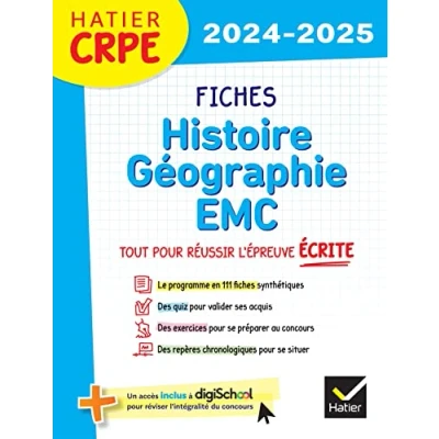 Imagen de Hatier Crpe Fiches Dhistoire Géographie Emc Epreuve Écrite 2024/2
