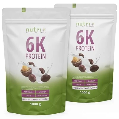 Imagen de nutri+ PROTEIN POWDER Chocolate &amp; Cacahuetes 2kg Vegan sin Whey ni Lactosa Mezcla de Proteínas Proteína 6k 2000g en polvo paquete doble