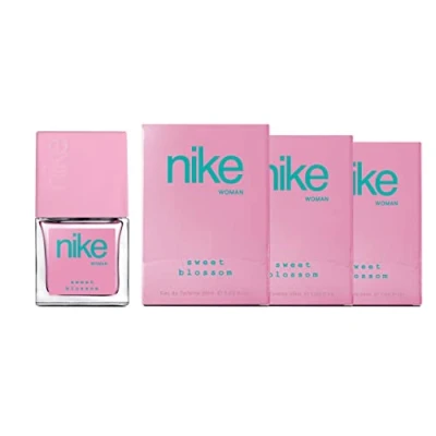Imagen de NIKE Sweet Blossom, Colonia Mujer, Pack de 3 x 30 ml, Formato Viaje en Spray, Perfume Eau Toilette Natural y Femenina, Aroma Floral Afrutado, Fragancia Fresca, Dulce Larga Duración