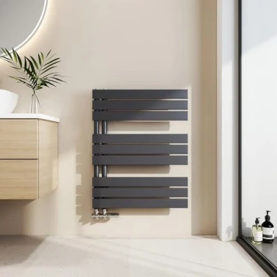Imagen de EMKE toallero Baño radiador Plano, de Paneles, 762 x 600 mm, Antracita Color, secador Toallas con conexión Lateral, 479W, Agua Caliente