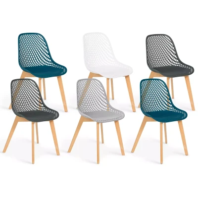 Imagen de IDMarket Juego de 6 sillas Mandy Mix Color Blanco, Gris Claro, Azul Pato x2, Oscuro x2