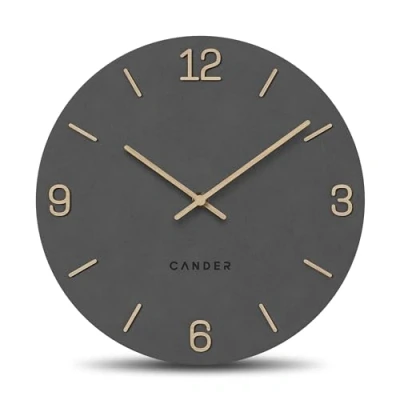 Imagen de Cander Berlin MNU 2625 E Reloj de pared silencioso 25 cm sin tictac analógico Salón Oficina Moderno Vintage Gris Manecillas Madera