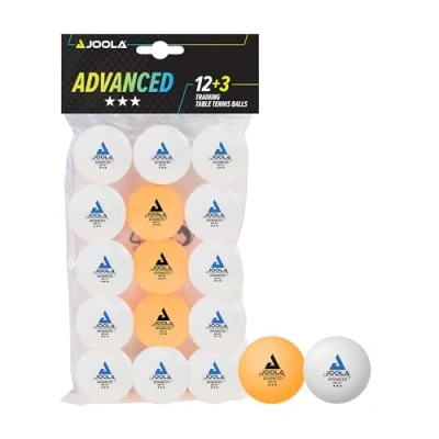 Imagen de JOOLA 44206 Pelotas de Tenis Mesa (3 Estrellas, 40 mm diámetro, 15 Unidades), Color Blanco y Naranja