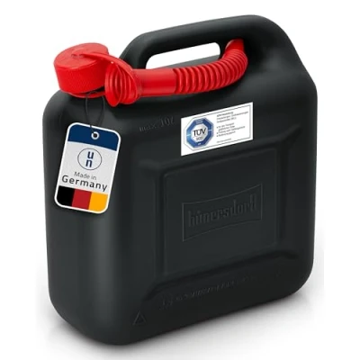 Imagen de Hünersdorff Bidón para carburante STANDARD 10 L, PEAD Negro, con homologación UN, accesorios rojos