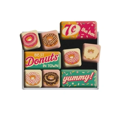 Imagen de Nostalgic Art Juego de Imanes Retro USA Donuts Idea Regalo para la Cocina, Decoración Nevera, Diseño Vintage, 9 Unidades,