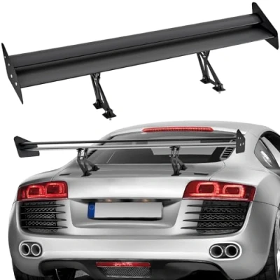 Imagen de VEVOR Alerón de Coche, Universal 1356 x 300 350 mm con Doble Cubierta, Aluminio Ligero Ajustable, Compatible la Mayoría los Sedanes y Cupés, Carreras BGW/JDM Negro Mate