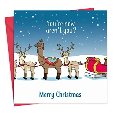 Imagen de Twizler Tarjeta de Navidad para mujer con confusión llama hombre